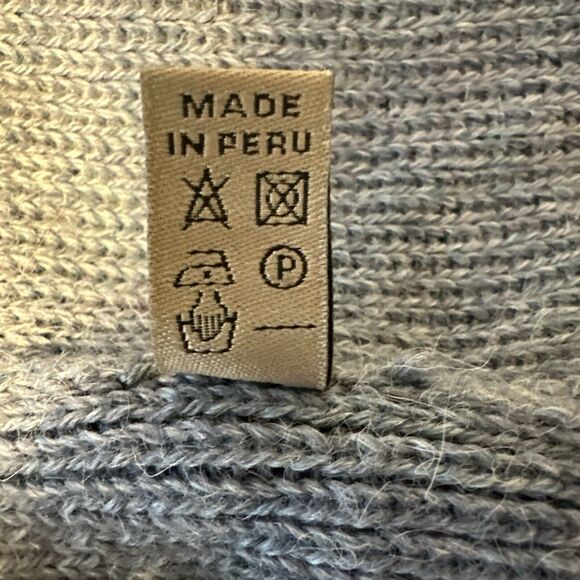 Peruvian Link Alpaca Collection Open Front Cardigan OS Chambray Blue Pockets - Picture 9 of 9